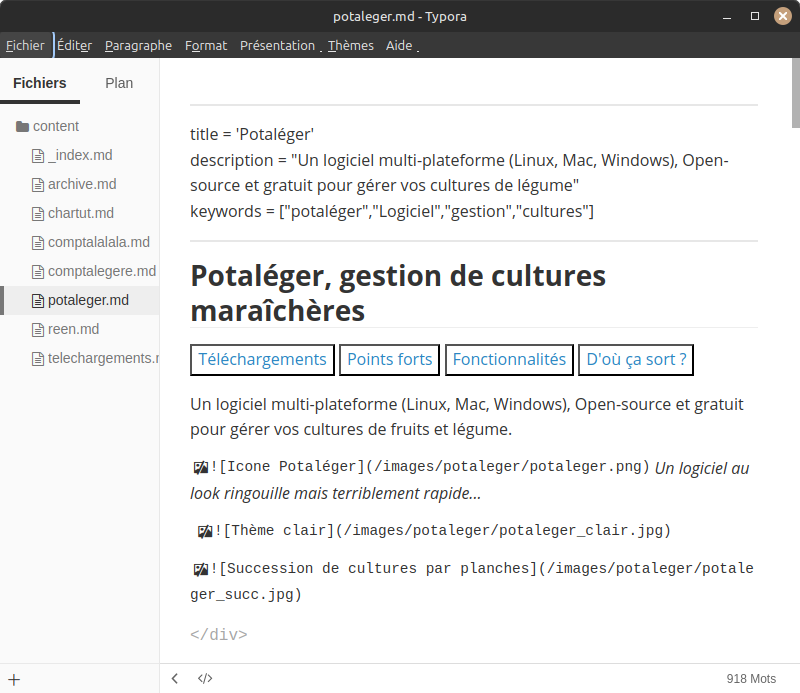 Edition d'un fichier MD avec Typora
